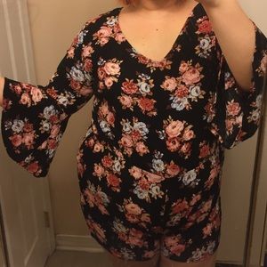 Floral Bell Sleeve Romper